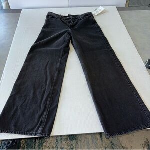 H&M (&Denim) Woman’s Black wide leg jeans Size 8 reg fit ultra high waist NWT